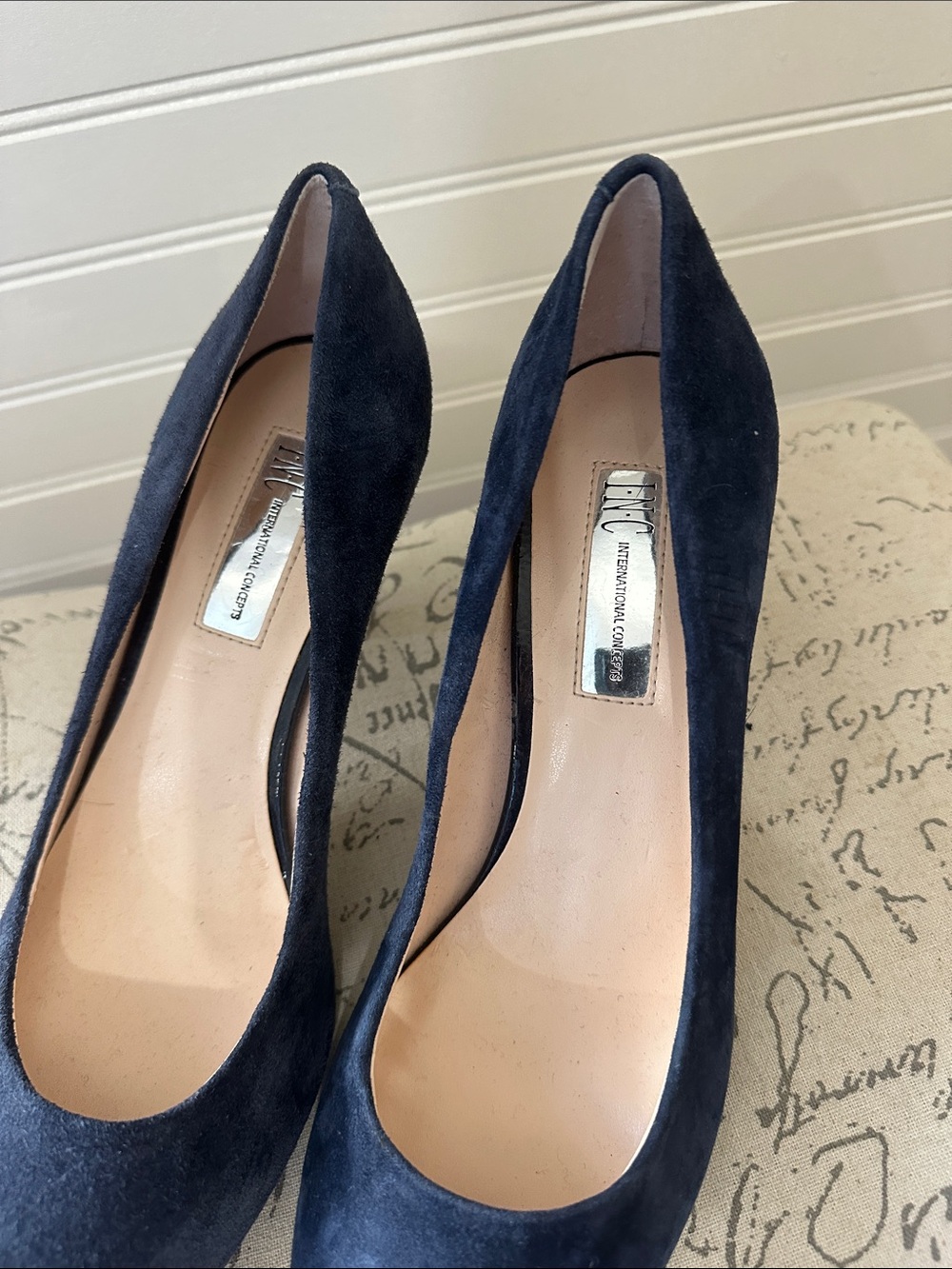 INC Suede Classic Pump Heel Shoe Navy 9